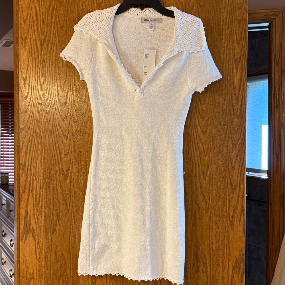 Urban Outfitters Cream Knit Collared Dress